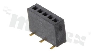 Listwa stykowa do PCB; w rastrze 1.27mm; 1x5 styków; montaż: SMD; żeńska; prosta; jednorzędowe