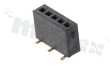 Listwa stykowa do PCB; w rastrze 1.27mm; 1x5 styków; montaż: SMD; żeńska; prosta; jednorzędowe