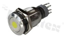 Push button switch; monostable; 16mm; solder terminals; stainless steel; dot yellow illumination; IP67