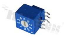 Przełącznik kodujący 10 pozycji › BCD, 10.0x10.0mm; raster 5.08; kątowy; bez pokrętła; montaż SMD; pakowane w tubie