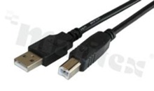 Kabel USB standardu USB 2.0; zakończony wtykami: A4 męski <-> B4 męski; 28AWG + 30AWG; czarny; 1.8mb