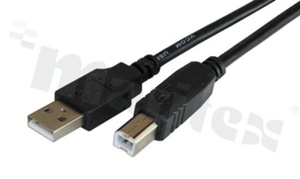 Kabel USB standardu USB 2.0; zakończony wtykami: A4 męski <-> B4 męski; 28AWG + 30AWG; czarny; 1.8mb
