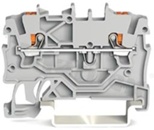 Złączka instalacyjna; 1-poziomowa; przelotowa; 2-zaciskowa na przewód 0.14-1.5mm2 (24-16AWG); ze stykiem sprężynowym; szara; na szynę DIN; 600V/10A