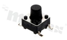 Przełącznik Tact Switch; SMD; wymiary korpusu 6.0x6.0; h=7.0mm; pionowy; o sile nacisku 250gf; przycisk okrągły