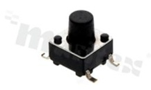 Przełącznik Tact Switch; SMD; wymiary korpusu 6.0x6.0; h=7.0mm; pionowy; o sile nacisku 250gf; przycisk okrągły