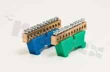 DIN Rail terminal block; neutral; protective; 11 terminals; for 10mm2 wire; screw-type terminal; blue