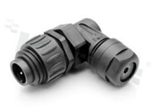 Plug ECOMATE C016 series, 4 pins (3+PE), male, right-angle, 16A, 400V, cable: 0.75-2.5mm2( AWG18-14), contacts silver plated, screw, colour: black, IP67