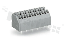 PCB terminal block; in 2.50mm raster; 2-track; oblique entry; for 0.14-0.50mm2 (24-20 AWG) wire; with spring contact; grey; UL: 300V/5A
