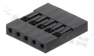 Korpus listwy; w rastrze 2.54mm; 1x5 styków; montaż: do przewodów; żeńska; jednorzędowe