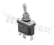 Pin toggle switch; 2-position ON-(OFF); SPST; 15.0 x 29.4mm; pin connection; round metal lever; 16A/250V; IP67; UL 61058-1.
