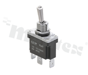 Przełącznik dźwigniowy; 2-pozycyjny ON-(OFF); SPST; 15.0 x 29.4mm; konektory; dźwignia okrągła metalowa; 16A/250V; IP67; UL 61058-1.