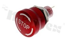 Emergency switch; monostable; 22mm; solder terminals; red aluminium; IP67.