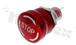 Emergency switch; monostable; 22mm; solder terminals; red aluminium; IP67.