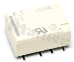 Przekaźnik elektromagnetyczny; prąd znamionowy 2A; napięcie cewki 3V DC; podwójny styk przełączny (DPDT); moc cewki 140mW; 1A/30V DC; 0.3A/125V AC; montaż: SMT