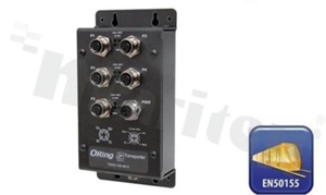 EN50155 5-port unmanaged Ethernet switch with 5x10/100Base-T(X); M12 connector