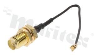 Antenna connecting cable; RG1.13; grey; 70mm cable length; IPX (U.FL) to reverse SMA RP