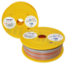 Przewód pojedynczy LGY/H05V-K; z wielodrutową miedzianą żyłą; szary/pomarańczowy; przekrój 0.75mm2; AWG 18; 500V; -40+105 st.C; 100m.