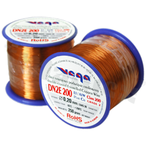 Insulated winding wire; with two layers of enamel insulation; diameter 0.20mm; SWG 36; -65+200 deg.C; 854m; 250g.