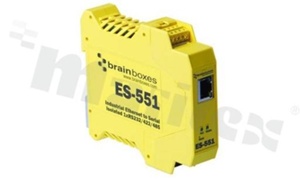 Industrial Ethernet to Serial 1xRS232/422/485; supply 5-30V DC; operating temperature -30+80 deg.C; DIN rail