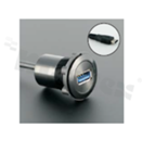 USB3.1 socket; female; mounting hole 22mm; USB3.1 male plug connection; cable length 60cm; black; aluminum alloy.