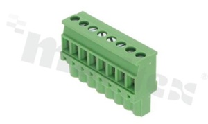 Listwa zaciskowa rozłączalna; w rastrze 5.00mm; 8-torowa żeńska; na przewód 2.5mm2 (28-12AWG); kierunek wtykania prostopadły do osi przewodów; styki z fosforobrązu; mosiężna klatka przewodu; UL 300V/16A