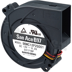 Blower Fan; DC; 12VDC; 97x95x33mm; 1.85m3/min; 69.0dB.
