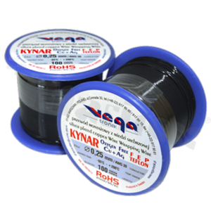 Przewód montażowy KYNAR; izolowany teflonem FEP; czarny; średnica 0.25mm; AWG 30; 250V; -65+200 st.C; 100m.