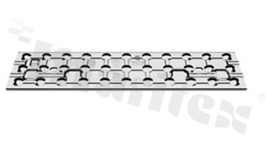 Soczewka do diod LED high power; mid power; kąt rozsyłu: owalny 102 x 96 stopni FWHM; ilość diod: 33; rozmiar: 292x61mm; wysokość: 3mm; rodzaj materiału: PC; sposób mocowania: śruby