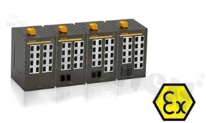 Switch przemysłowy niezarządzalny; certyfikat ATEX; 16 portów 10/100Base-T(X) RJ45; temp. pracy: -10+60 st.C; zasilanie 12...48VDC/18...30VAC; montaż na szynie DIN; obudowa metalowa