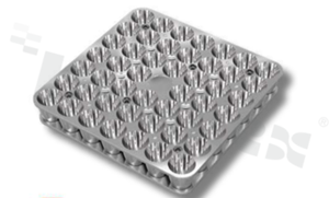 Reflector for LED high power;ARENA; angle: 8 degrees ; Number of LEDs: 48; Dimensions: 144.98x144.98mm; Height: 30.50mm; material: PC; aluminium reflective coating; Fastening: screw; PART A