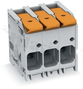 PCB terminal block; for wire 0.75 - 16.0mm2; pitch 10.0mm; 2-ways;  Push-in; grey; 600V/66A