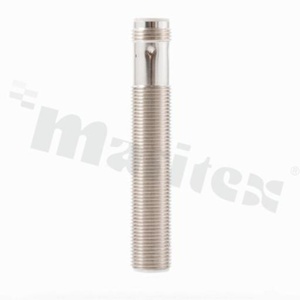 Proximity sensor; inductive; material: nickel-brass; length: 74mm; thread: M12; shielded; sensing distance: 2mm; power supply: 10-30V DC; PNP-NO; connector: M12