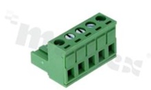 Pluggable terminal block; 5.00mm pitch; 5-ways; female; for wire 2.50mm2(28-12AWG); wire insertion direction same as plug-in direction; p.bronze contacts; brass cage; UL 300V/15A