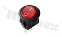 Miniaturowy przełącznik typu Rocker; jednobiegowy; 2-pozycyjny; O: 14,5mm; konektory SPST; przycisk czerwony; 1A/250V