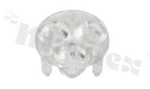 Lens for LED high power; angle: 19 degrees ; Number of LEDs: 3; Dimensions: round 23.10mm; Height: 12.08mm; material: PMMA; Fastening: glue; frame