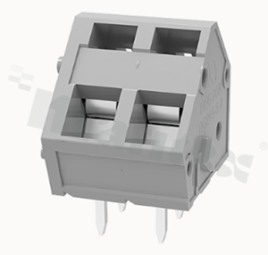 PCB terminal block; pitch 5.00mm; 2-ways; oblique entry; range wire 0.2-2.5mm2 (AWG 28-12); spring-loaded; black; UL 300V/15A