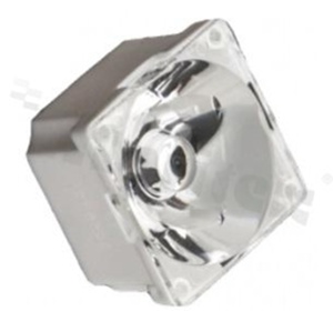 Lens for LED high power; angle: 5 to 16 degrees FWHM; Number of LEDs: 1; Dimensions: 22x22mm; Height: 13.1mm; meterial: PMMA; PC; Fastening: tape; pin