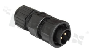 Wtyk seria BB; 2-stykowy; męski; prosty; I= 10A; napięcie pracy 250V; kabel: 4.5-6.5mm2; z połączeniem zatrzaskowym; IP67