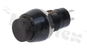 Przełącznik przyciskowy; 2-pozycyjny; 10mm; konektory; przycisk czarny; 0.25A/50V