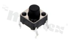 Łącznik 6.0x6.0x6.0mm, o sile nacisku 250gf, czarny przycisk, do montażu THT