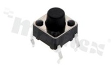Łącznik 6.0x6.0x6.0mm, o sile nacisku 250gf, czarny przycisk, do montażu THT