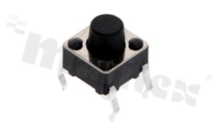 Tact Switch, h=16mm, operating force 250gf, black, RoHS