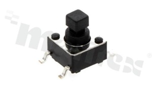 Przełącznik Tact Switch; SMD; wymiary korpusu 6.0x6.0; h=7.3mm; pionowy; o sile nacisku 180gf; przycisk kwadratowy
