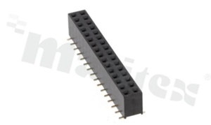 Listwa stykowa do PCB; w rastrze 2.54mm; 2x16 styków; montaż: SMD; żeńska; prosta; dwurzędowe