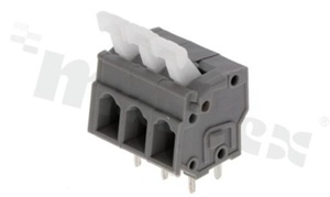 Listwa zaciskowa do PCB; w rastrze 5.00mm; 3-torowa; poziome wejście przewodu; na przewód 0.2-2.5mm2 (28-12 AWG); ze stykiem sprężynowym; szara; UL 300V/15A