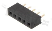Listwa stykowa do PCB; w rastrze 2.00mm; 1x5 styków; montaż: THT; żeńska; prosta; jednorzędowe