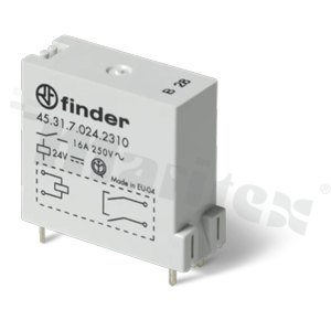 Electromagnetic relay; contact rating current 10A; coil voltage 24VDC; 1 make contact (1A); coil power 0.55W; 10A/500VAC,10A/24VDC; mounting: PCB, socket