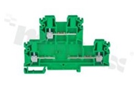 Installation terminal block; 2-level; 3-contacts; for wire 0,5-4mm2; screw terminal; green; Din rail; 1000v/32A