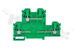 Złączka szynowa;2-poziomowa;3 zaciskowa na przewód 0,5-4mm2; zacisk śrubowy; zielona; na szyne DIN; 1000V/32A