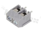 PCB terminal block; pitch 5.00mm; 2-ways; vertical; wire range 1.5mm2 (AWG 22-14); with screws for a cross screwdriver; brass cage; grey color; UL 300V/10A, TUV 250V/15A